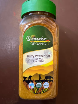 Dwarka Organic Curry Powder Hot Jar 7 Oz